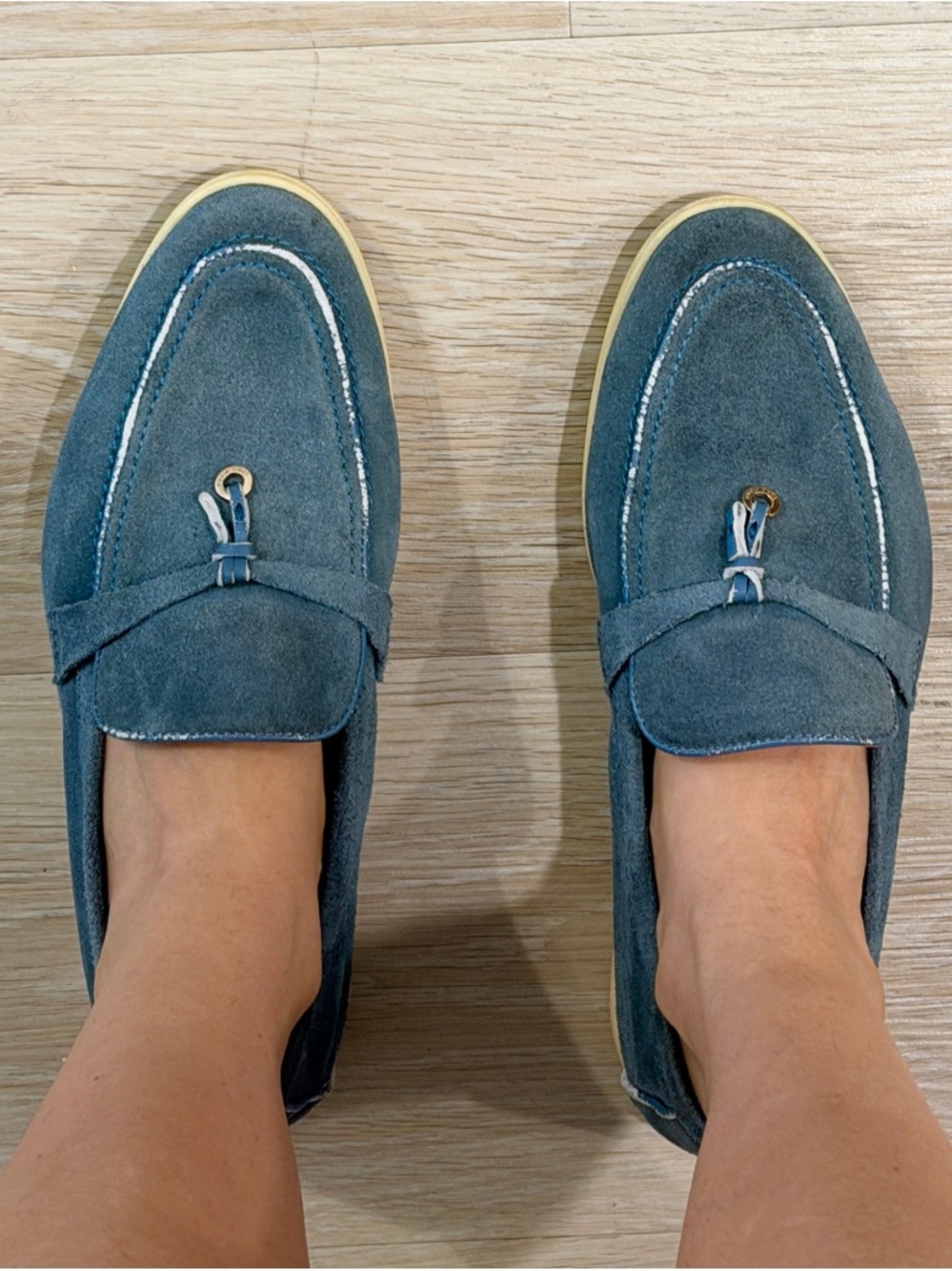 Loro Piana Teal Suede Tassel Loafers